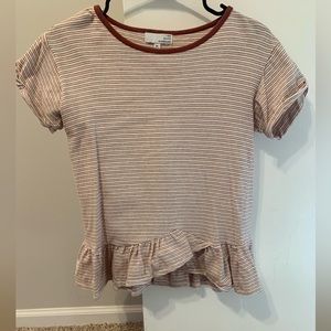 Peplum short sleeve striped shirt